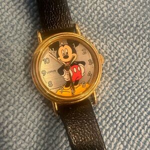 Lorus Women's Black and Gold Mickey Mouse Watch